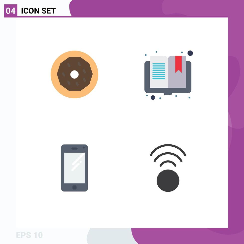 User Interface Pack of 4 Basic Flat Icons of dessert smart phone snack page huawei Editable Vector Design Elements