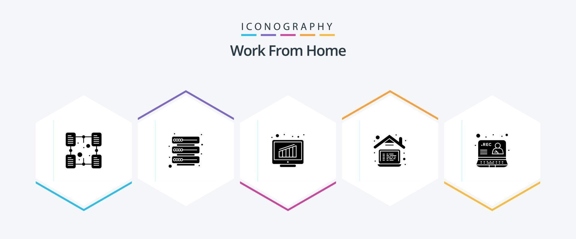 Work From Home 25 Glyph icon pack including communication. home work. graph. laptop. computer vector