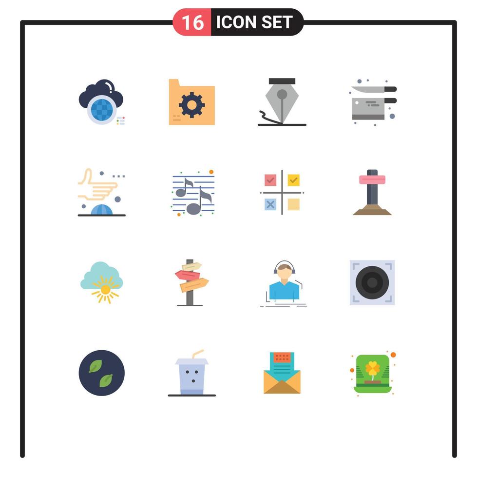 Set of 16 Modern UI Icons Symbols Signs for agreement utensil document kitchen pen Editable Pack of Creative Vector Design Elements