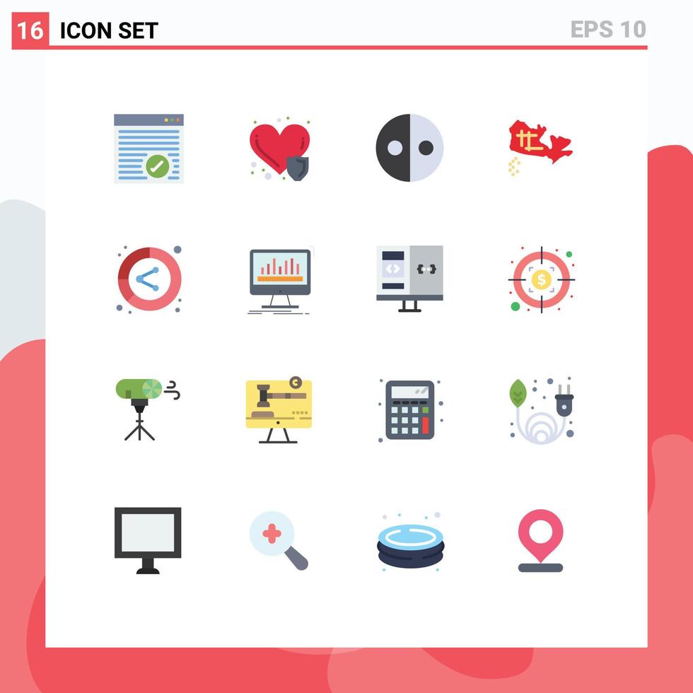 16 Flat Color concept for Websites Mobile and Apps data analysis equality location canada Editable Pack of Creative Vector Design Elements
