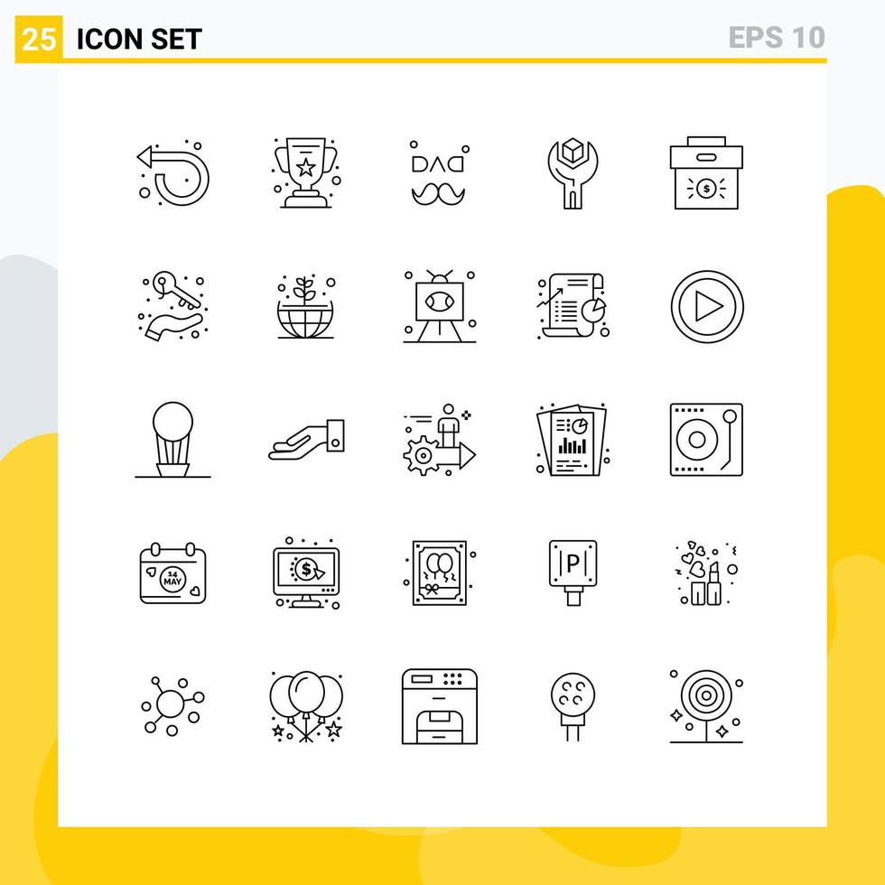 Group of 25 Modern Lines Set for bag sdk dad product config Editable Vector Design Elements
