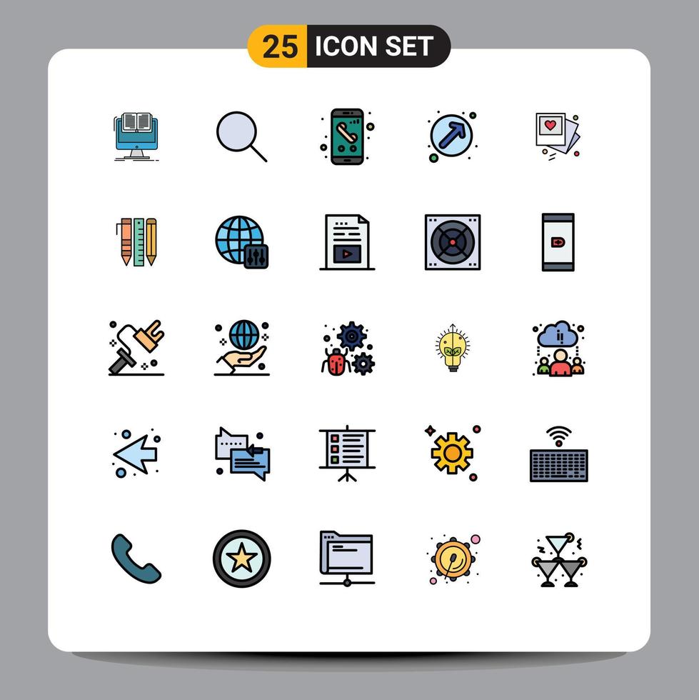 25 Filled line Flat Color concept for Websites Mobile and Apps up right direction ui arrow phone Editable Vector Design Elements