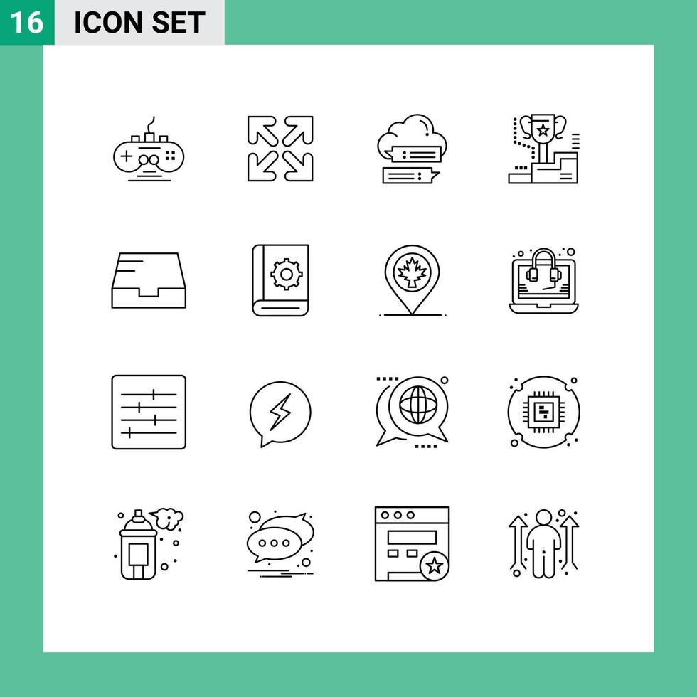 16 Creative Icons Modern Signs and Symbols of inbox trophy secure winner award Editable Vector Design Elements