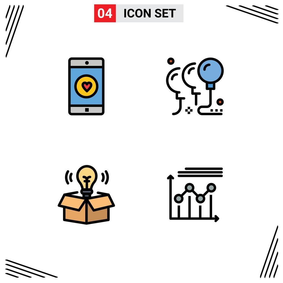 4 Creative Icons Modern Signs and Symbols of application box like birthday idea Editable Vector Design Elements