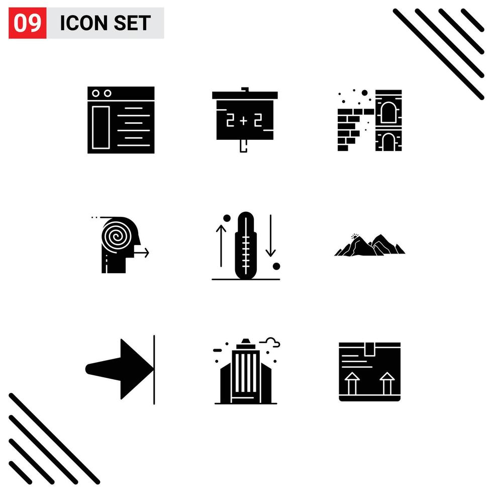 conjunto de 9 iconos de interfaz de usuario modernos símbolos signos para fitness enfermedad cortafuegos esfuerzo de enfoque elementos de diseño vectorial editables vector