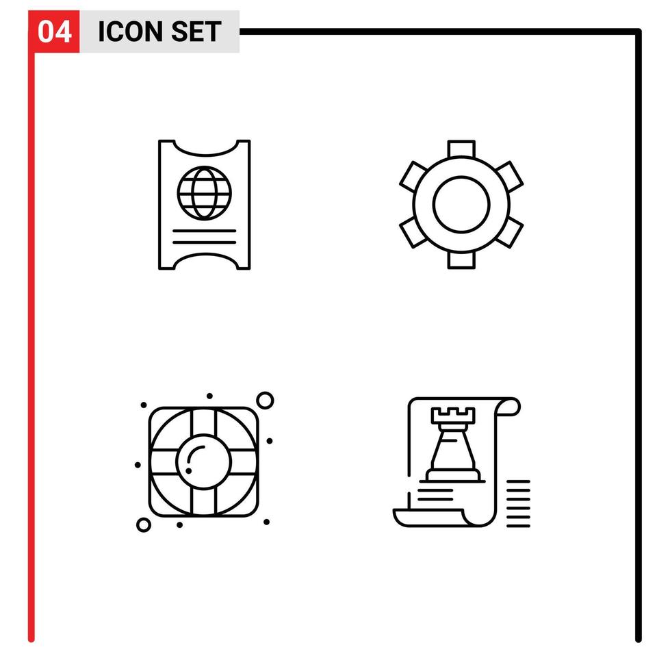 User Interface Pack of 4 Basic Filledline Flat Colors of pass lifesaver hotel setting document Editable Vector Design Elements