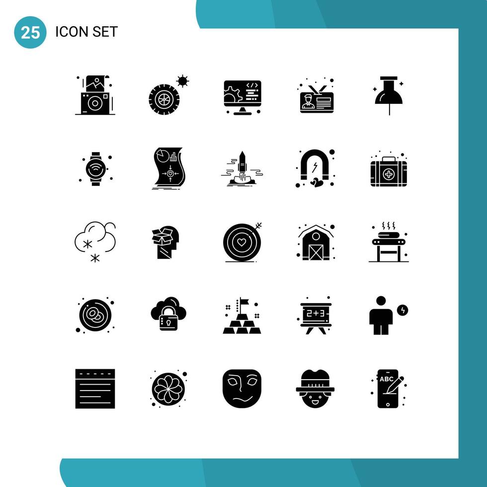Stock Vector Icon Pack of 25 Line Signs and Symbols for navigation employee card service id card card Editable Vector Design Elements