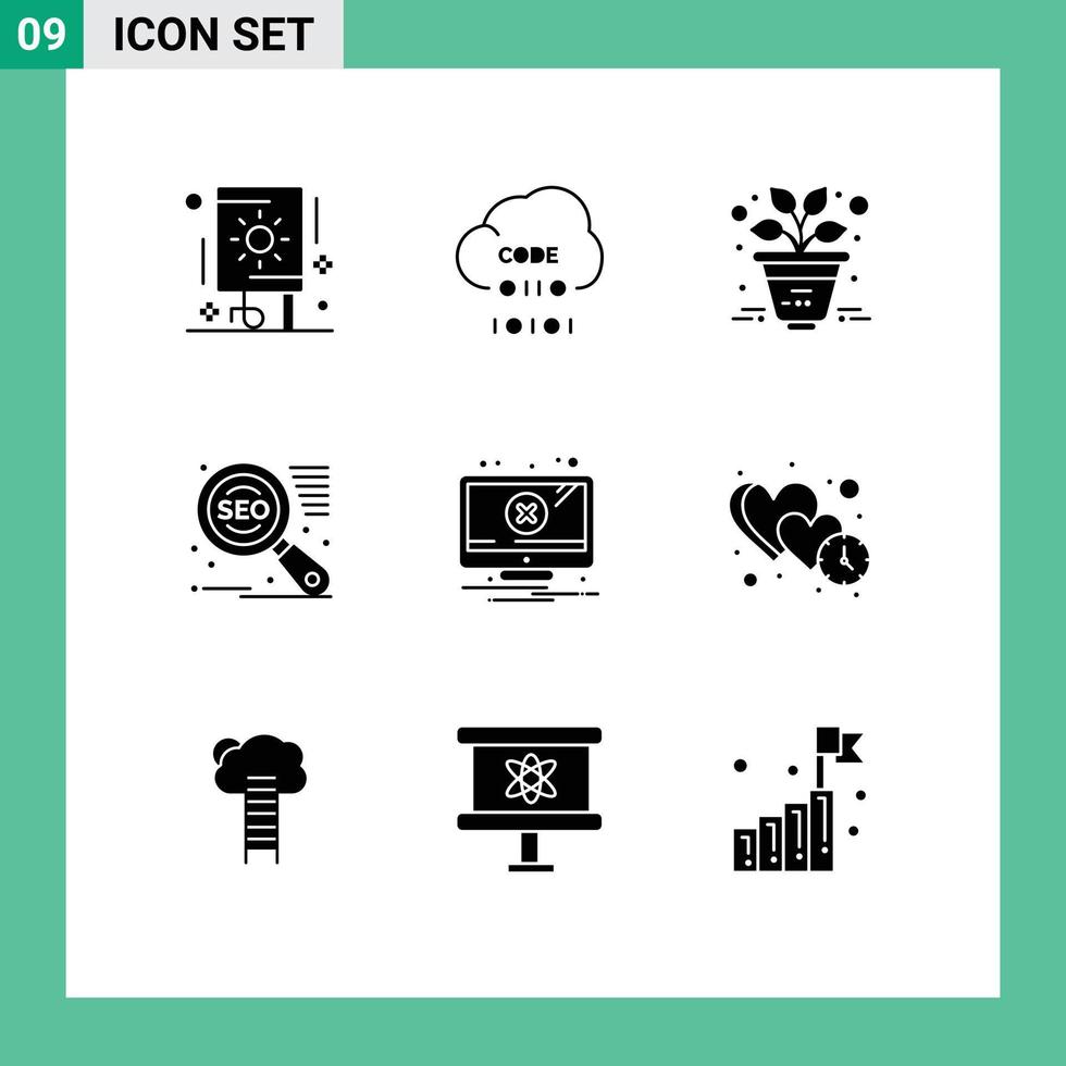 9 iconos creativos signos y símbolos modernos de programación de alertas de notificación motor de búsqueda de marketing elementos de diseño vectorial editables vector