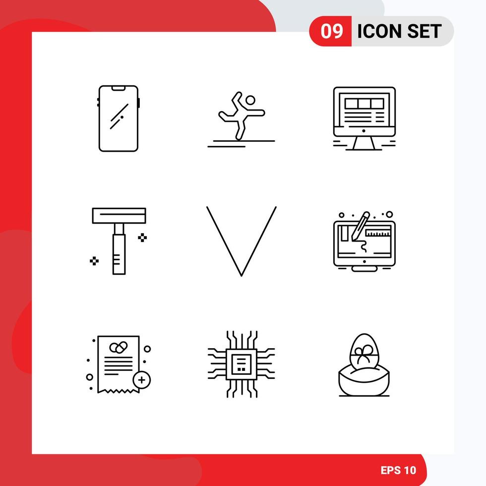 Universal Icon Symbols Group of 9 Modern Outlines of salon cosmetic stretching beauty internet Editable Vector Design Elements