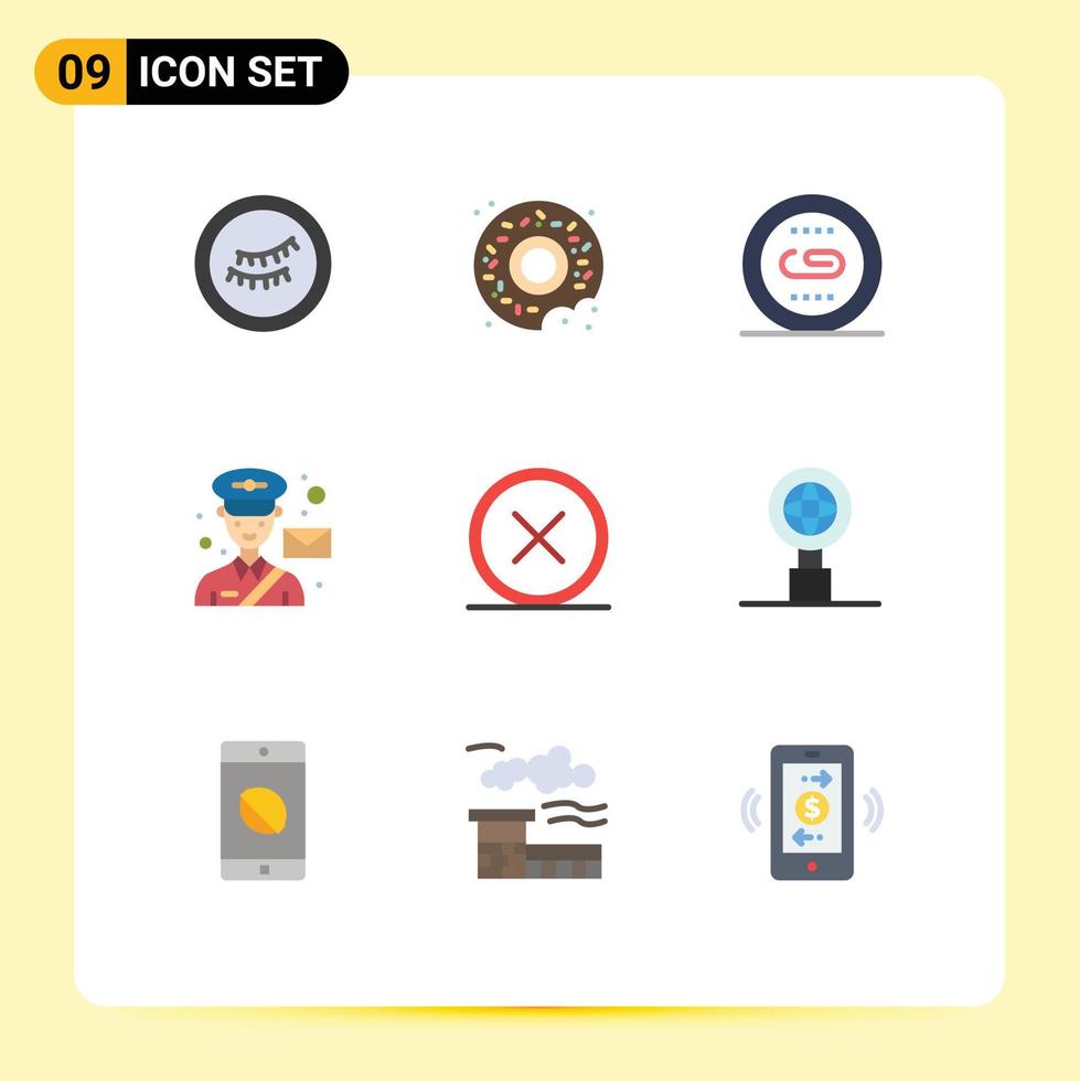 Flat Color Pack of 9 Universal Symbols of cross circle optimization postman man Editable Vector Design Elements