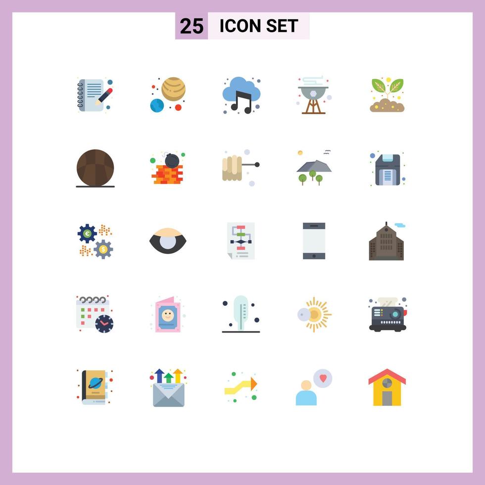 Set of 25 Modern UI Icons Symbols Signs for plant gardening music summer food Editable Vector Design Elements