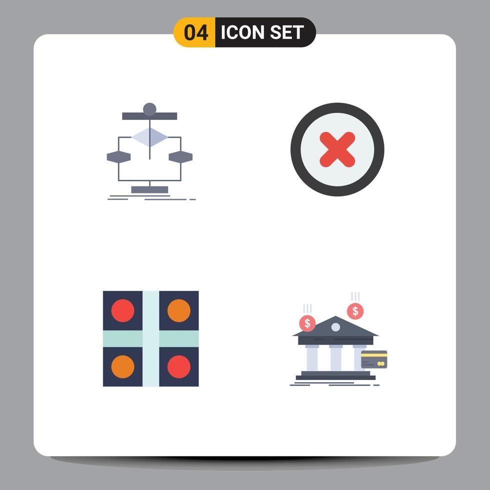 Pack of 4 Modern Flat Icons Signs and Symbols for Web Print Media such as algorithm ludo diagram canceled ludo game Editable Vector Design Elements