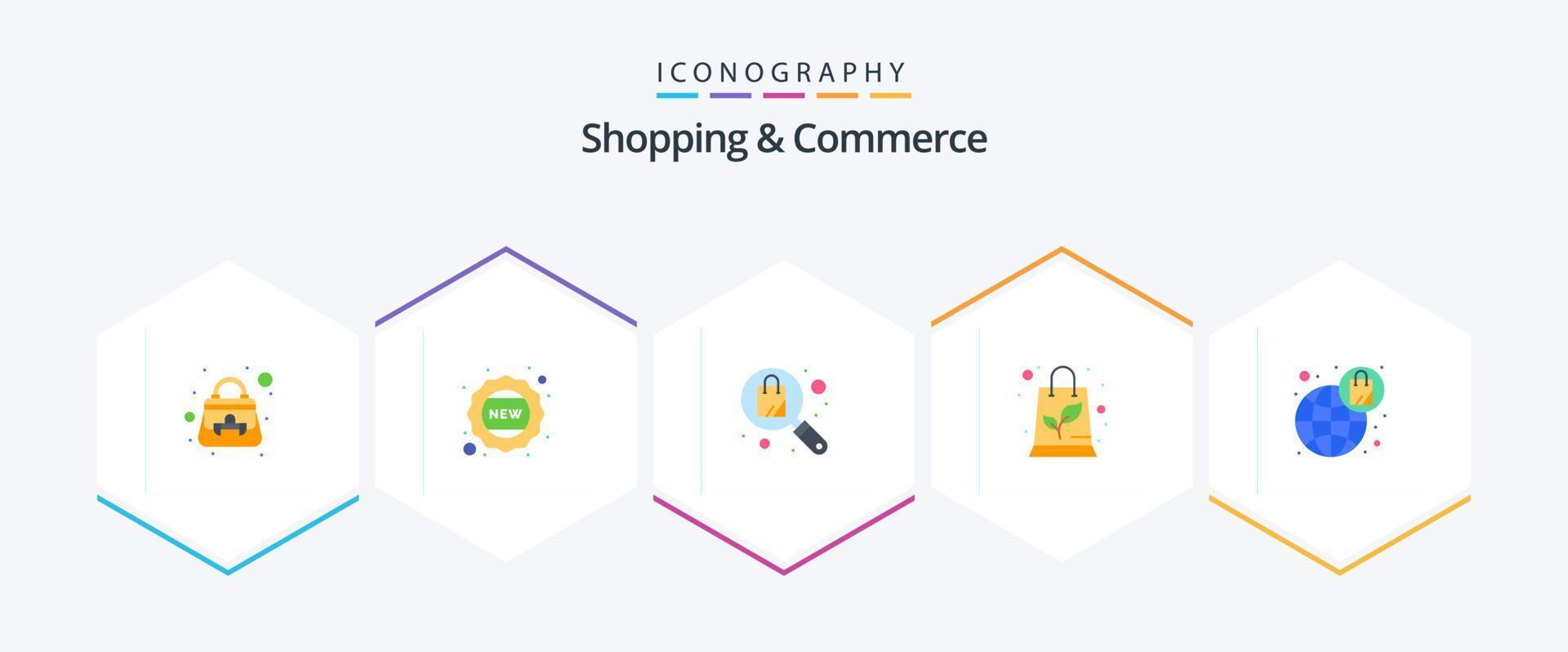 Shopping And Commerce 25 Flat icon pack including . shopping. search. global. shopping vector