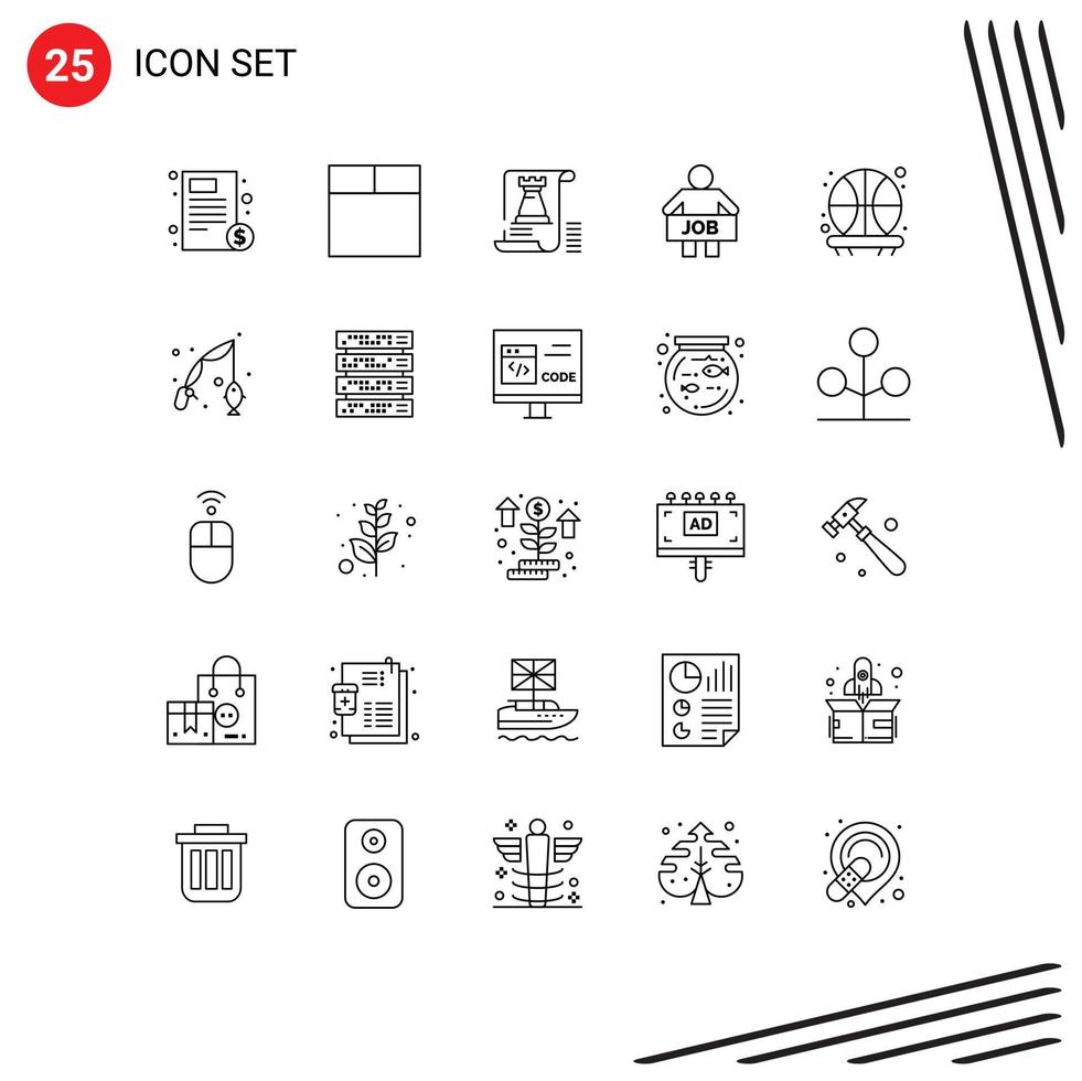 25 Line concept for Websites Mobile and Apps backboard people castle office jobless Editable Vector Design Elements
