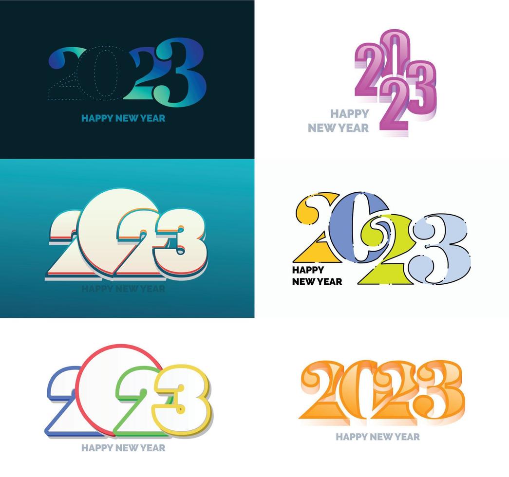 gran conjunto de 2023 feliz año nuevo diseño de texto de logotipo plantilla de diseño de número 2023 vector