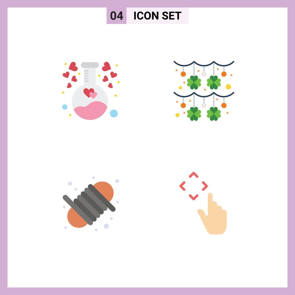 conjunto de 4 iconos planos vectoriales en cuadrícula para equipos químicos elementos de diseño vectorial editables de hilo de trébol de amor vector