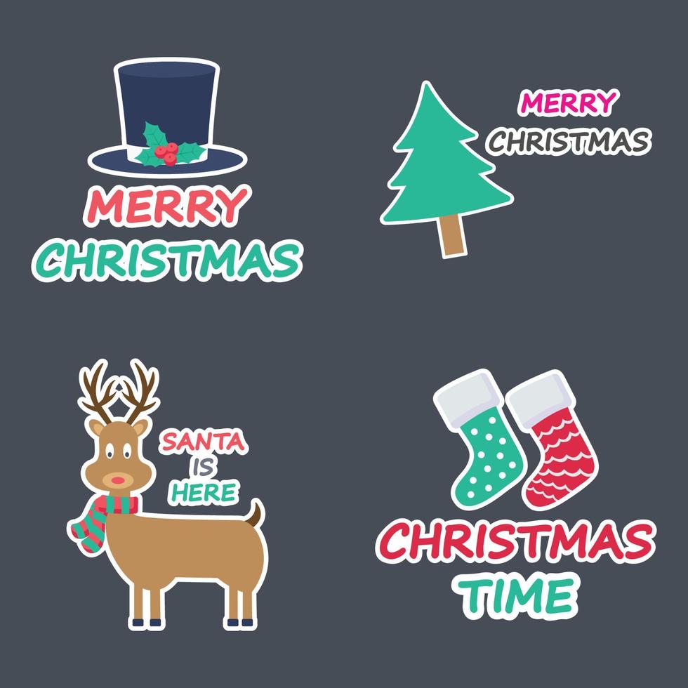 Christmas Stickers Collection Pro Vector