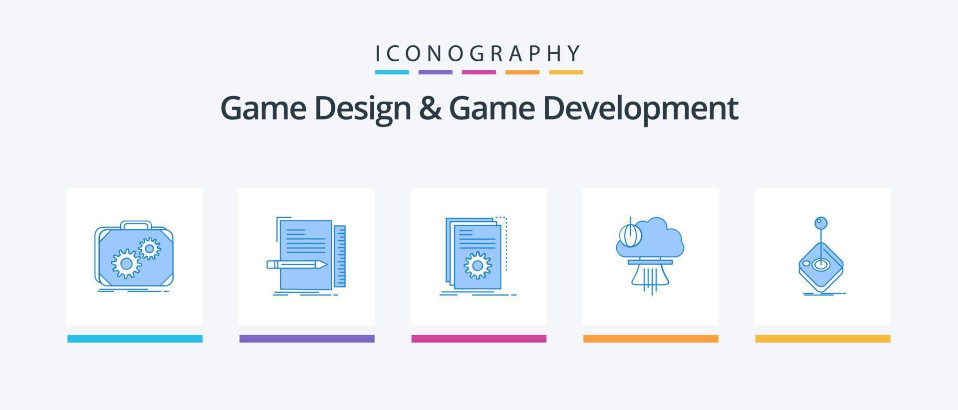 paquete de iconos azul 5 de diseño y desarrollo de juegos que incluye nuclear. bomba. programación. guion. desarrollador. diseño de iconos creativos vector