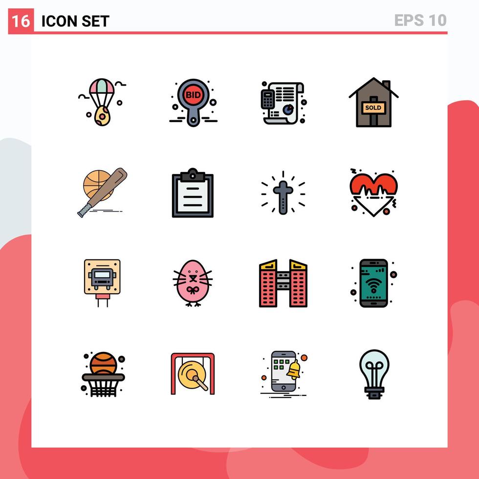 16 iconos creativos signos y símbolos modernos de cesta vendida etiqueta planificación de propiedades elementos de diseño de vectores creativos editables