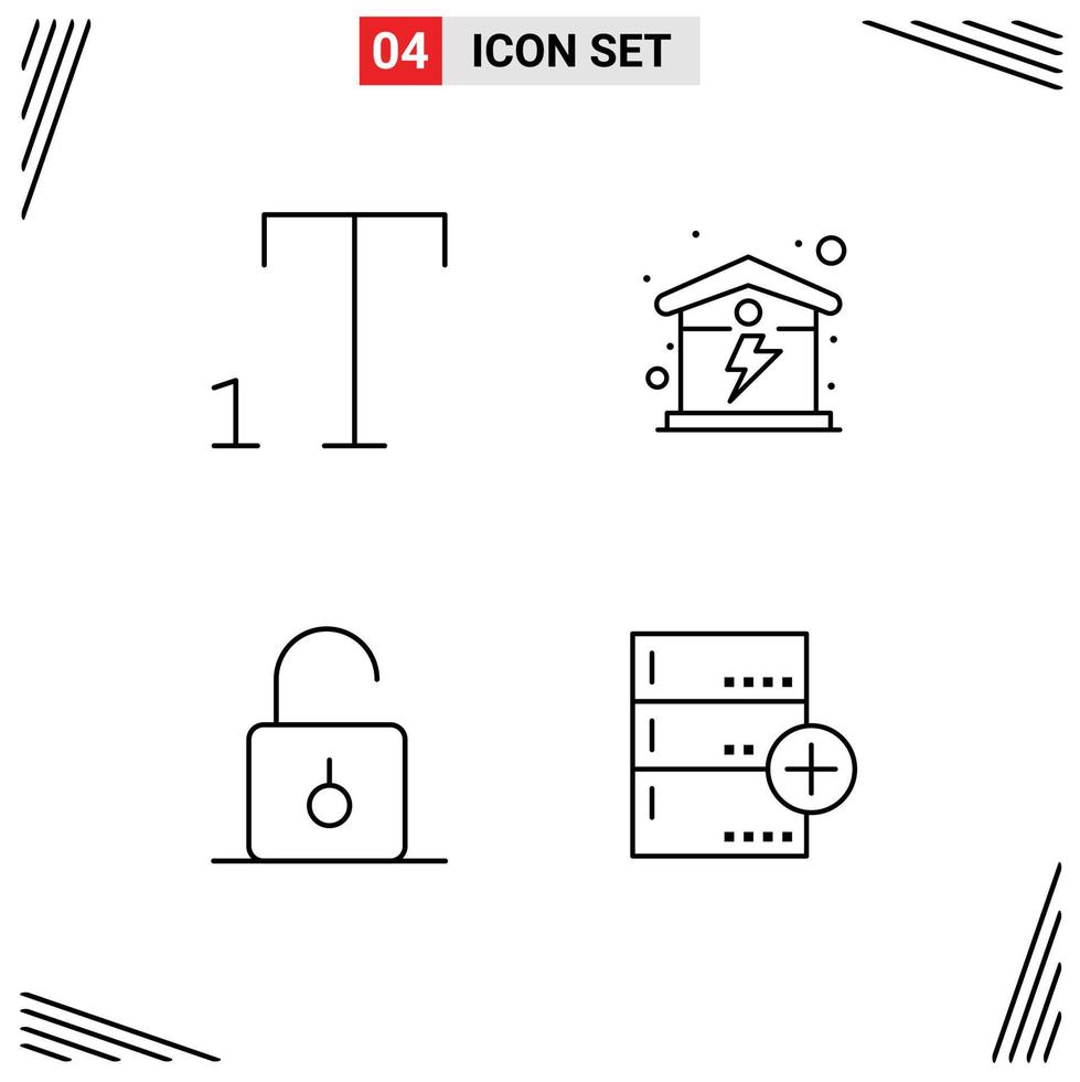 4 Creative Icons Modern Signs and Symbols of font security home lock add Editable Vector Design Elements