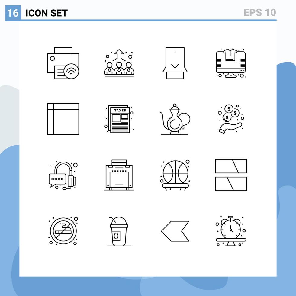 16 iconos creativos signos y símbolos modernos de la tienda de gestión de camisetas de pañuelo elementos de diseño de vectores editables en línea