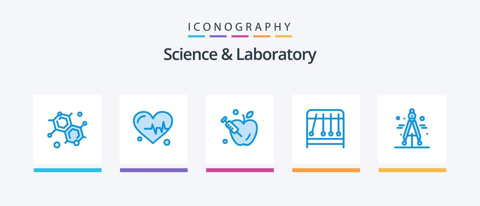 paquete de iconos azul ciencia 5 que incluye . ciencia. ciencia. Brújula. diseño de iconos creativos vector