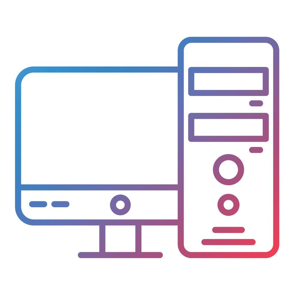 Computer Tower Line Gradient Icon vector