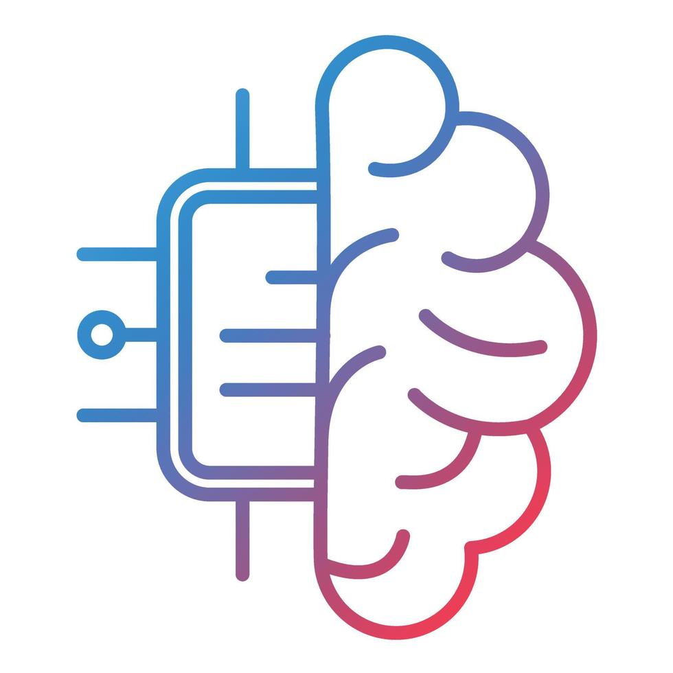 Brain Chip Line Gradient Icon vector