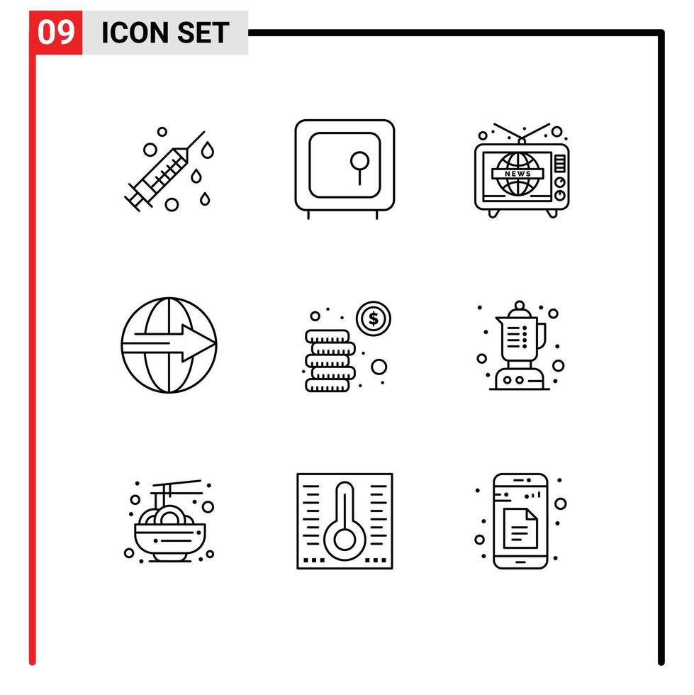 Outline Pack of 9 Universal Symbols of cash logistic news export cargo Editable Vector Design Elements