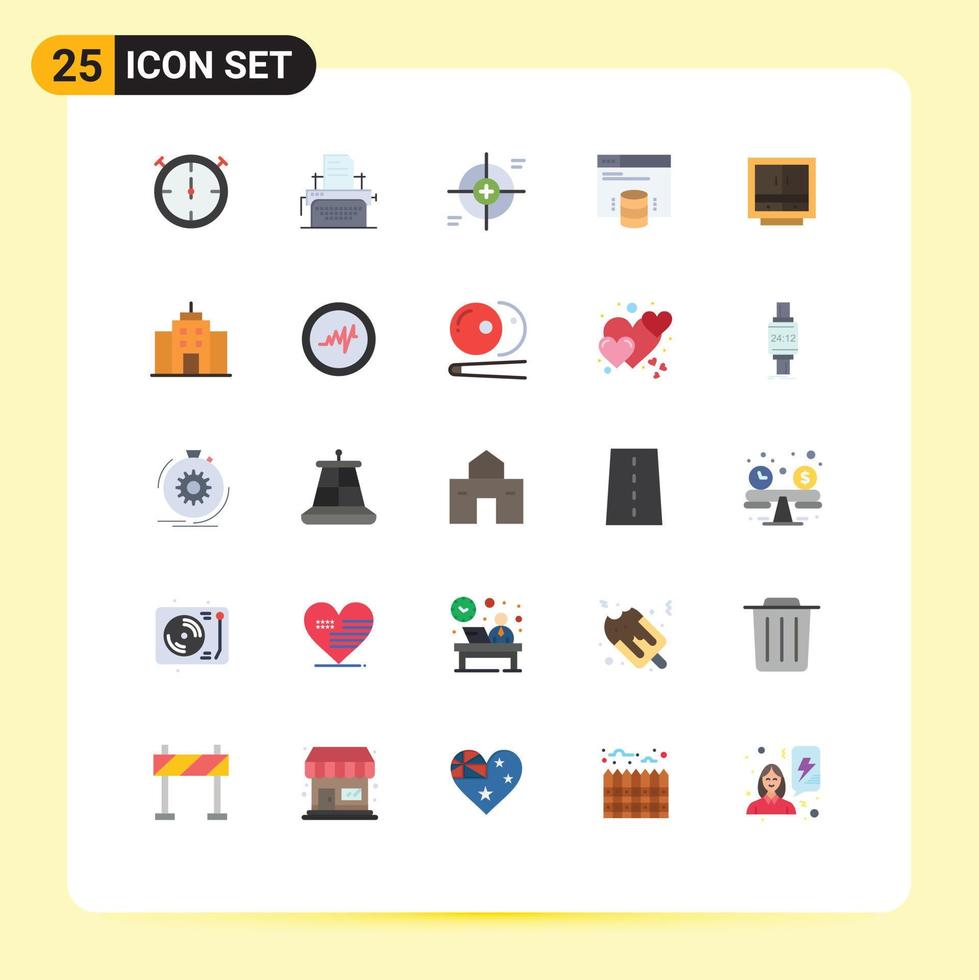 Set of 25 Modern UI Icons Symbols Signs for drawer cabinet reticle web internet hosting Editable Vector Design Elements