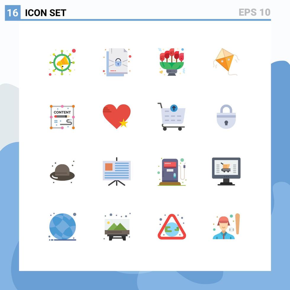 Universal Icon Symbols Group of 16 Modern Flat Colors of design documents love content festival Editable Pack of Creative Vector Design Elements