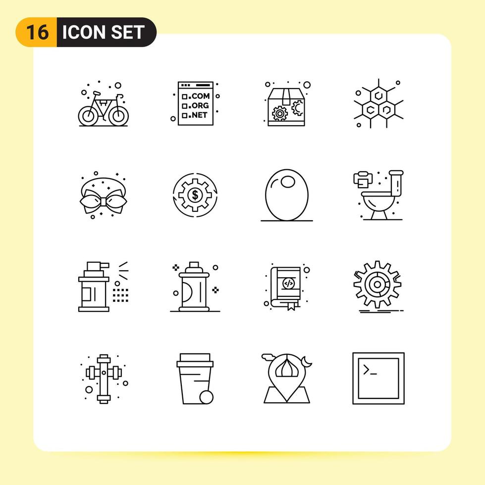 16 iconos creativos signos y símbolos modernos de programación de cumpleaños de navidad ciencia química elementos de diseño vectorial editables vector