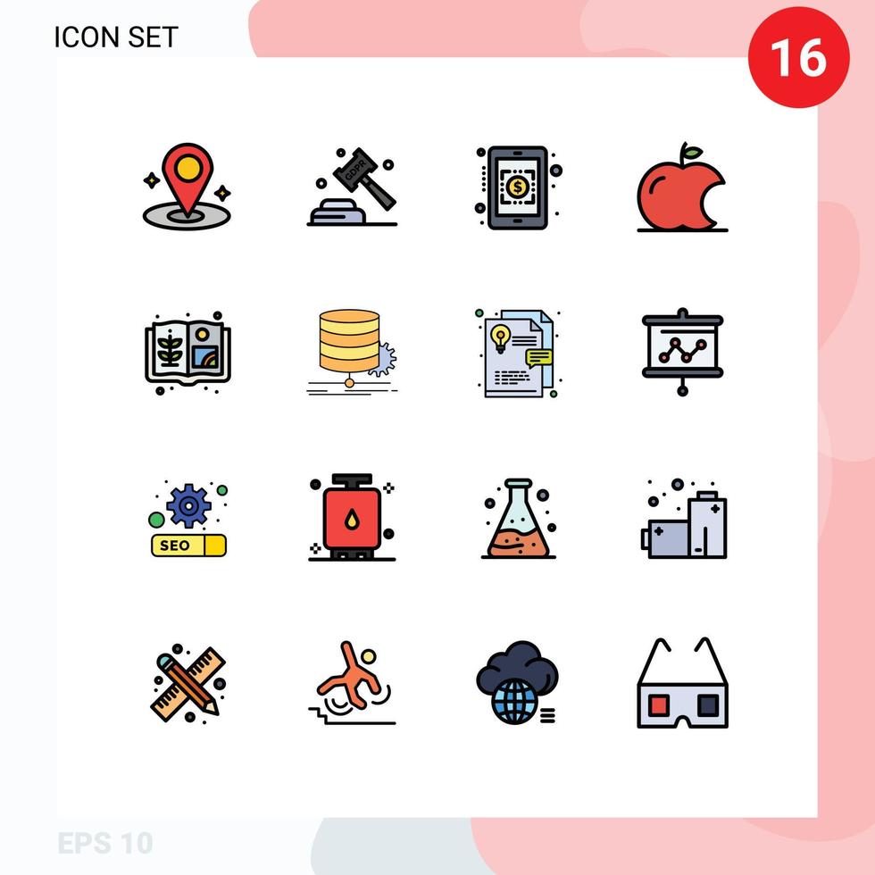 16 Creative Icons Modern Signs and Symbols of algorithm book banking agriculture fruit Editable Creative Vector Design Elements