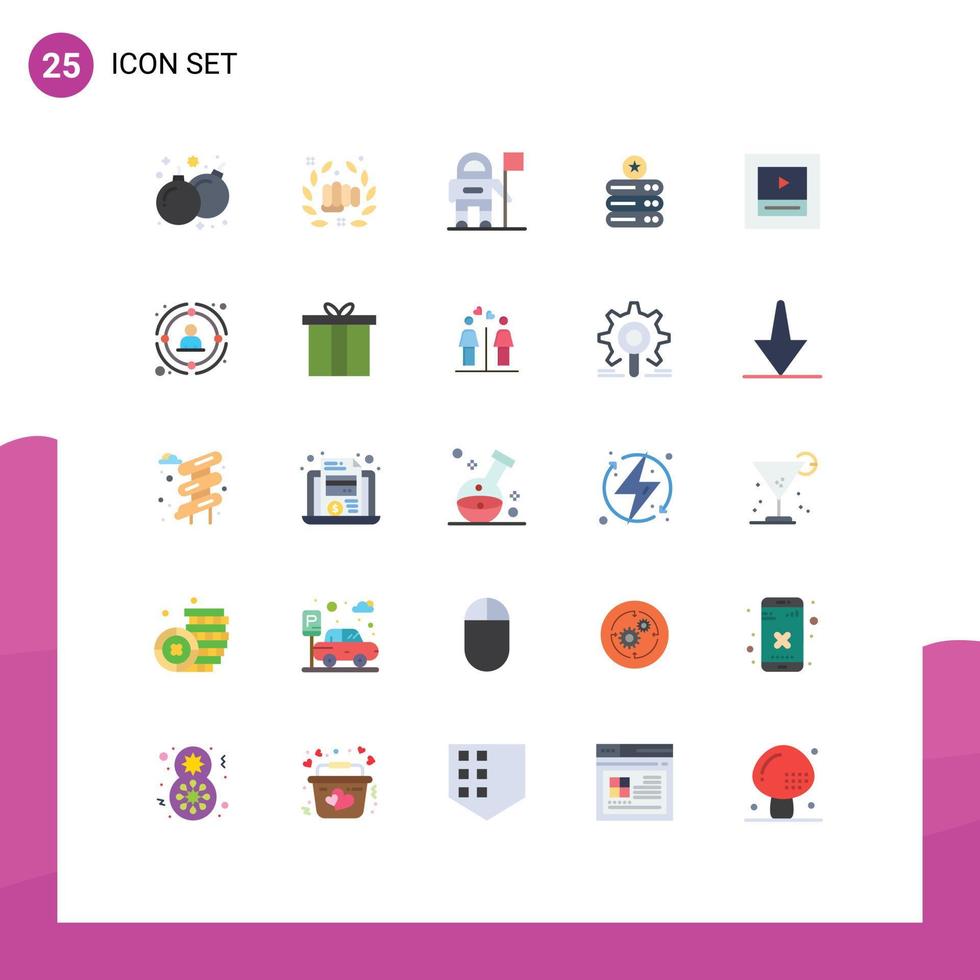Stock Vector Icon Pack of 25 Line Signs and Symbols for player storage fist server data Editable Vector Design Elements