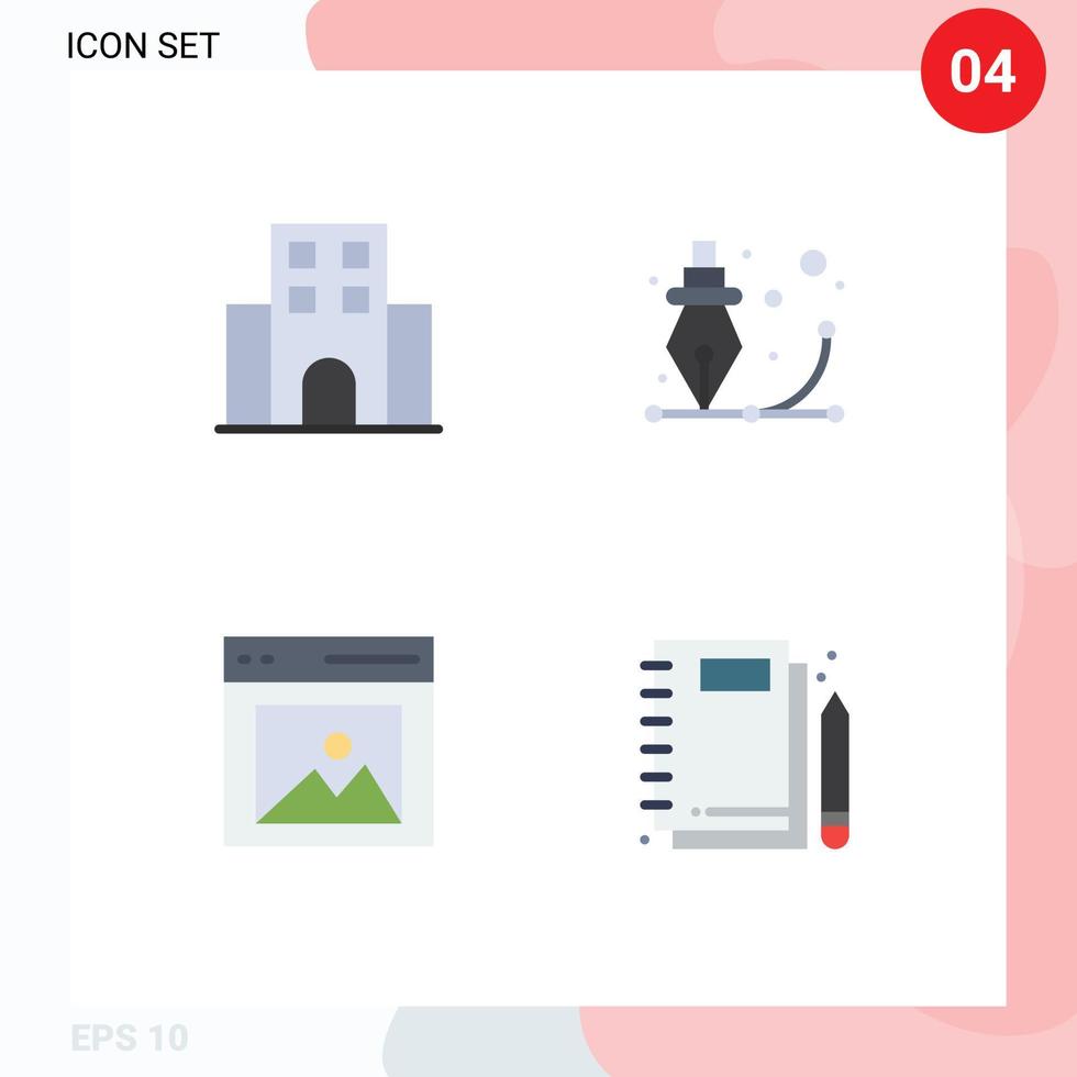 Group of 4 Flat Icons Signs and Symbols for apartment process travel design content Editable Vector Design Elements