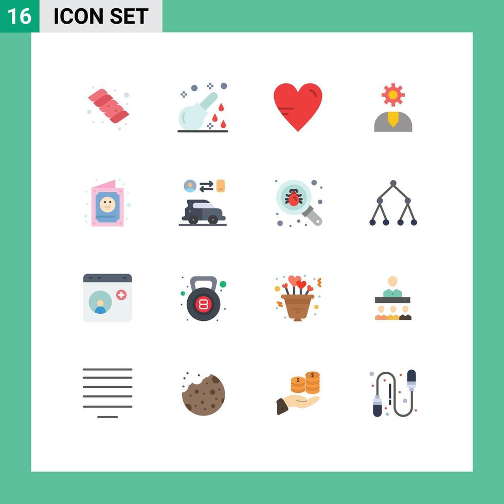 Universal Icon Symbols Group of 16 Modern Flat Colors of card service heart help call Editable Pack of Creative Vector Design Elements