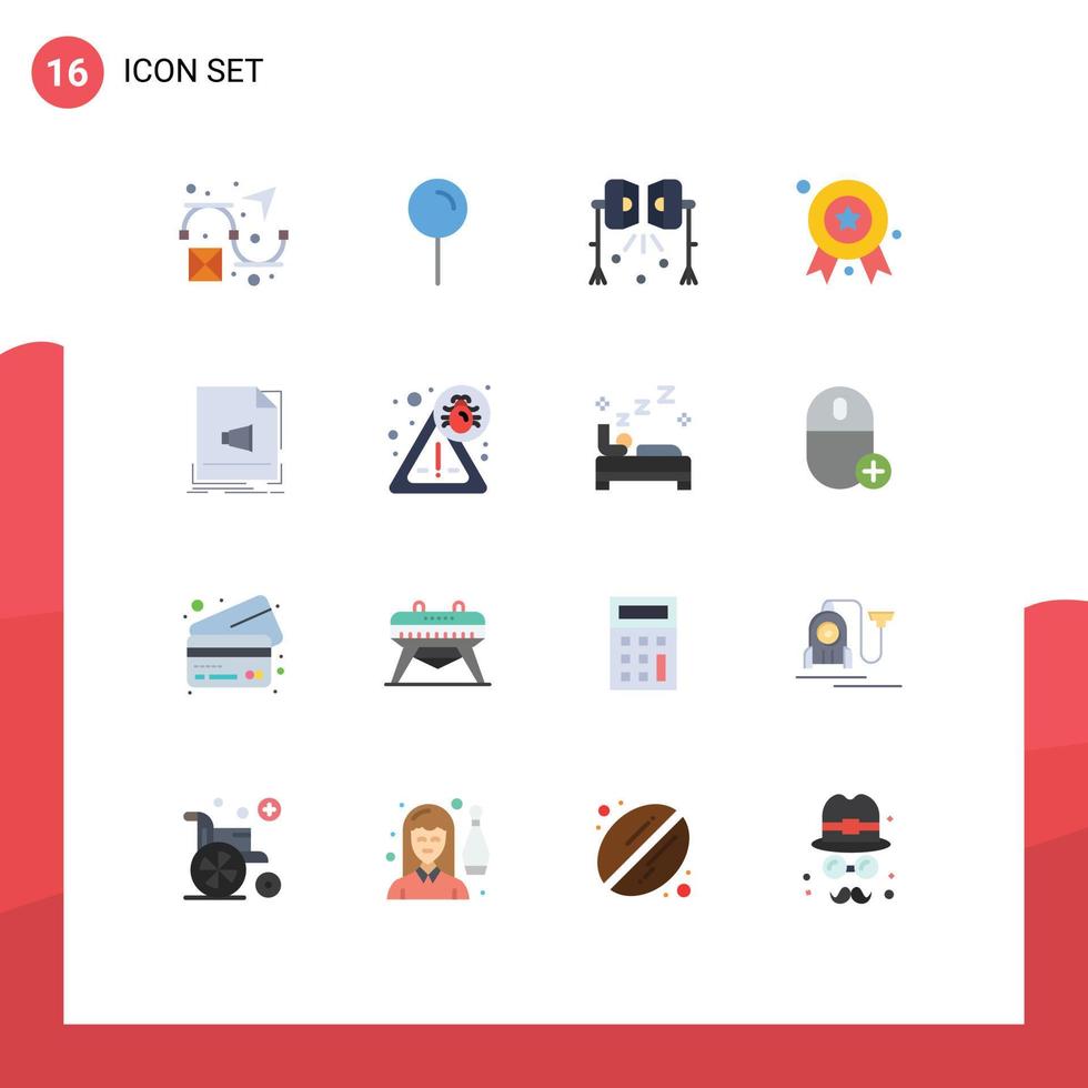 conjunto de 16 iconos modernos de la interfaz de usuario signos de símbolos para las luces de la insignia del archivo premio cinta paquete editable de elementos de diseño de vectores creativos