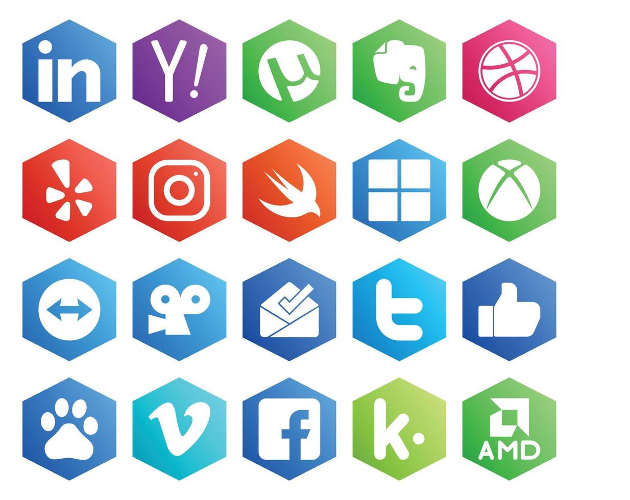 20 Social Media Icon Pack Including baidu tweet swift twitter viddler vector