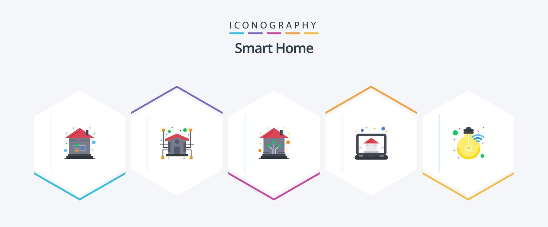 Smart Home 25 Flat icon pack including idea. monitor. network. home. network vector