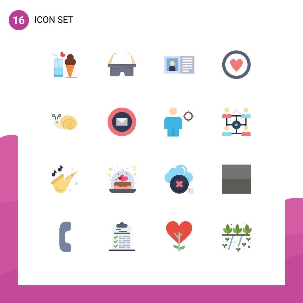 User Interface Pack of 16 Basic Flat Colors of sign love eye medical info Editable Pack of Creative Vector Design Elements