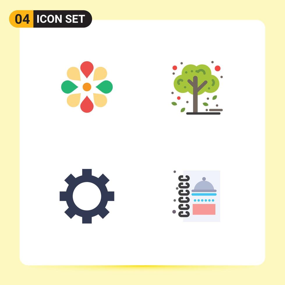 conjunto moderno de 4 iconos planos pictograma de tecnología de planta ramadán gadget de decoración elementos de diseño vectorial editables vector