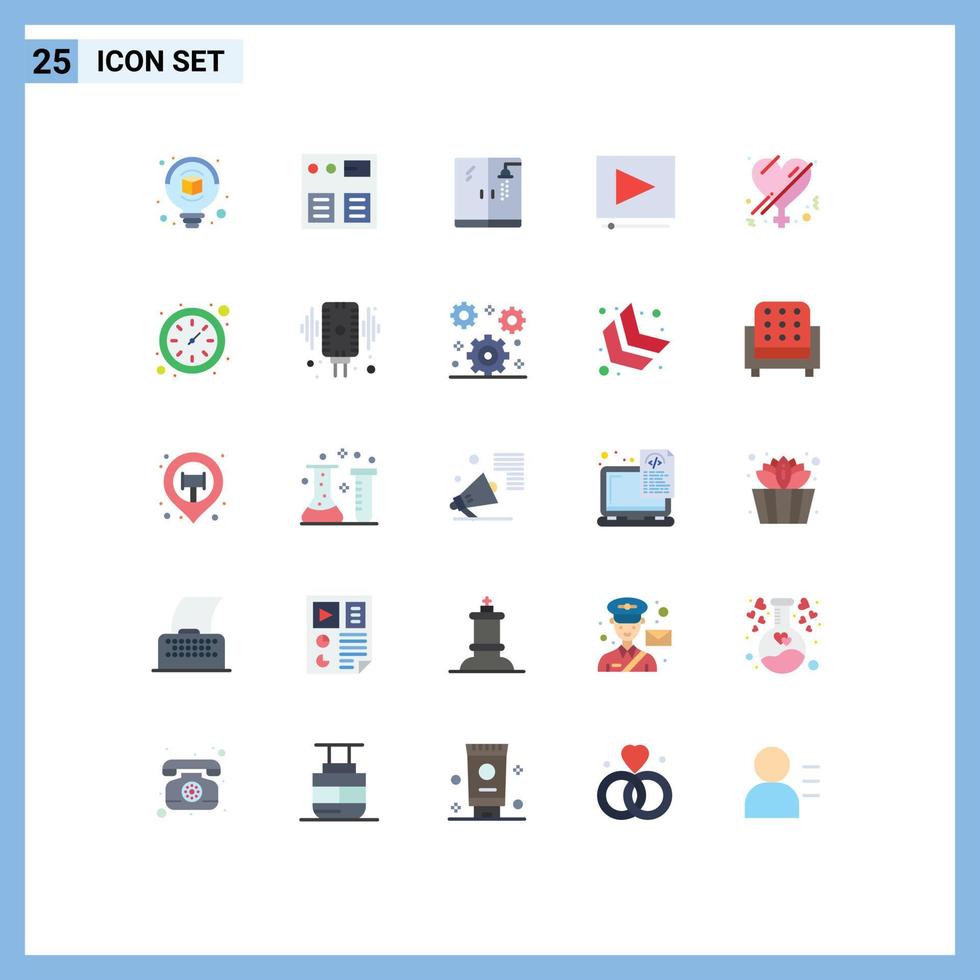 Group of 25 Flat Colors Signs and Symbols for clock love plumbing gender project Editable Vector Design Elements