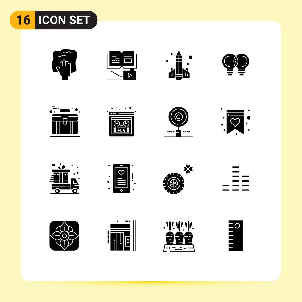 Stock Vector Icon Pack of 16 Line Signs and Symbols for thinking innovation education idea learning Editable Vector Design Elements