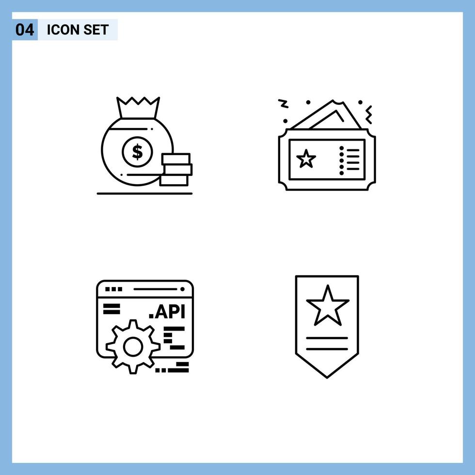 Universal Icon Symbols Group of 4 Modern Filledline Flat Colors of dollar api american coupon application programme interface Editable Vector Design Elements