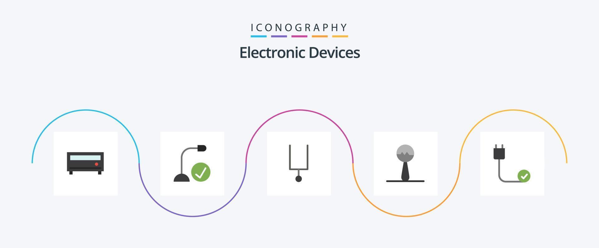 paquete de iconos flat 5 de dispositivos que incluye dispositivos. conectado. instrumento. ordenadores. maracas vector