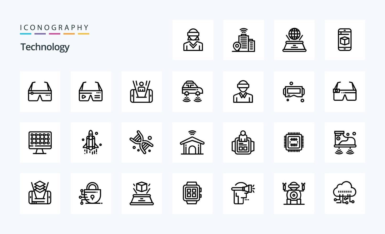 25 Technology Line icon pack vector