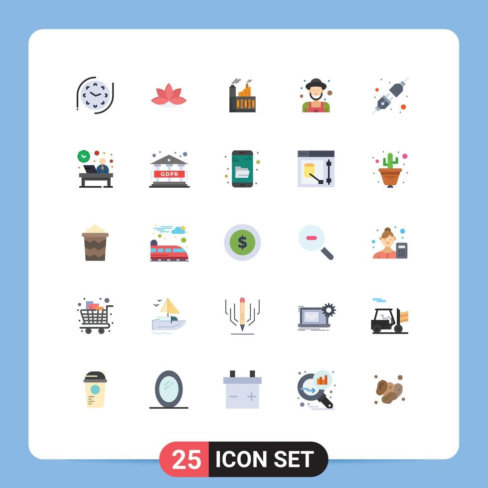 Modern Set of 25 Flat Colors and symbols such as plug old man building man farmer Editable Vector Design Elements