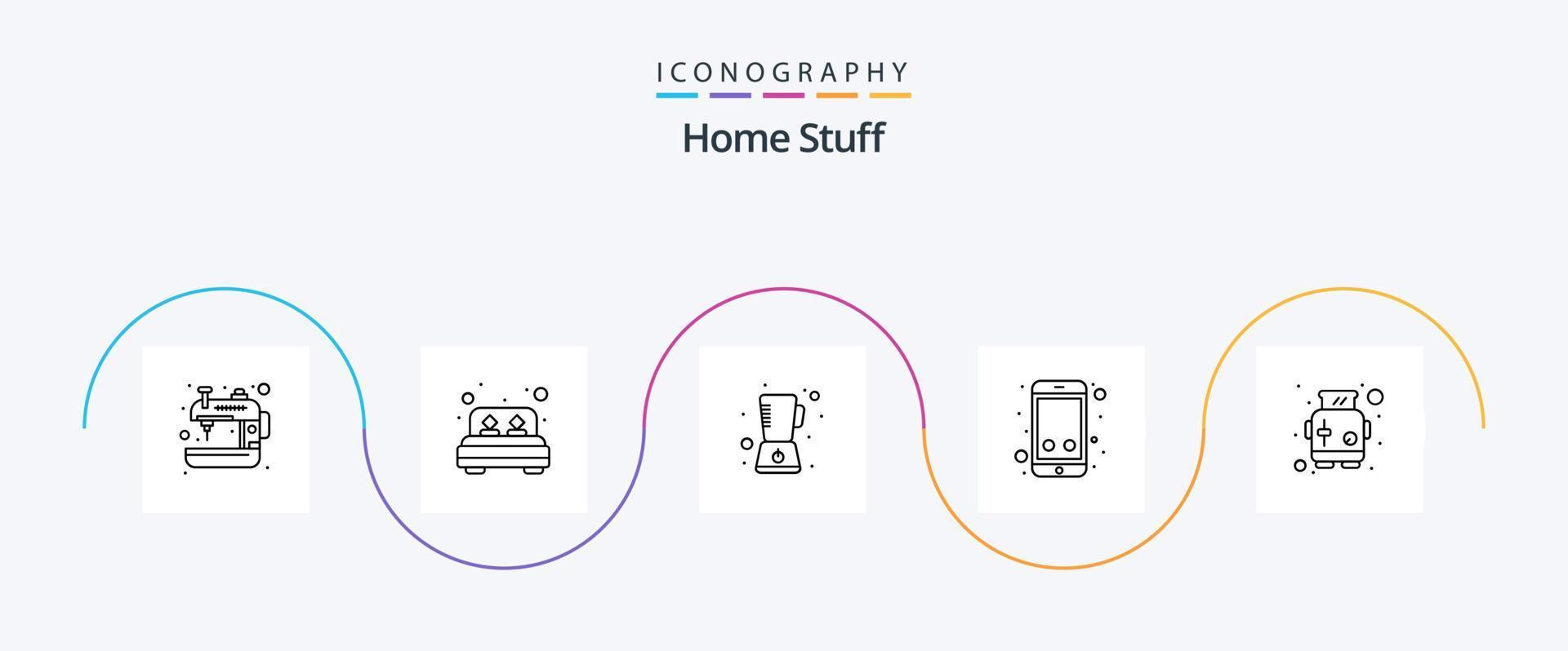 Home Stuff Line 5 Icon Pack Including toast. contact. blender. smartphone. mobile vector