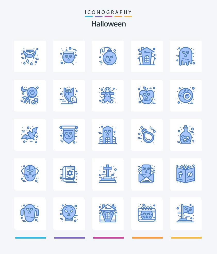 Creative Halloween 25 Blue icon pack  Such As face. house holiday. bomb. halloween. castle vector
