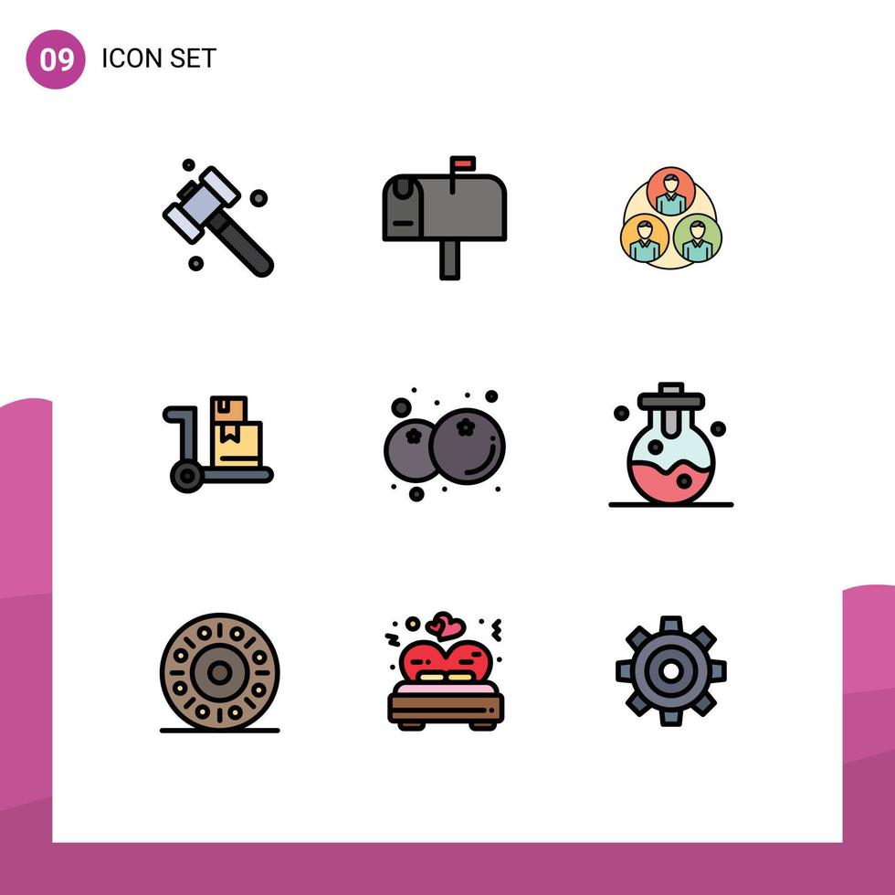 Set of 9 Modern UI Icons Symbols Signs for chemical fruit clone food shopping Editable Vector Design Elements
